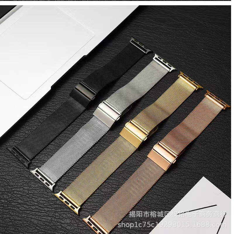 For Apple watch10 Metal Milano Strap 06 Line Double Snap Smart Watch GT5 Huawei Buckle Steel Band