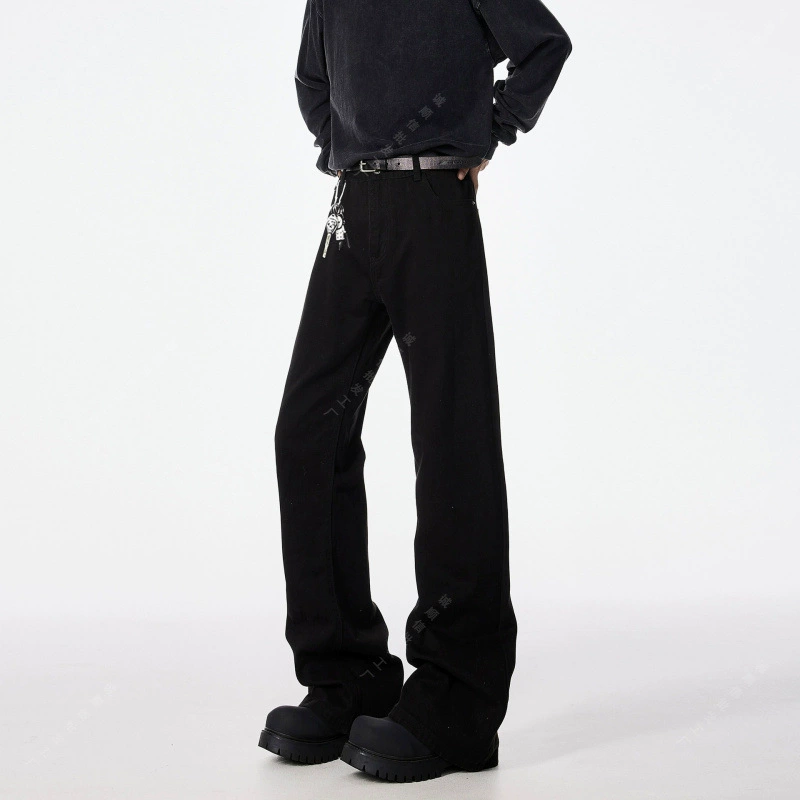 Черные джинсы Paris Bootcut с клинком, мужские брюки Slim Straight в американском стиле