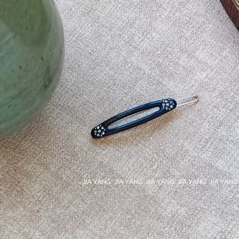 韩国金标轻奢镶钻花朵椭圆发夹边夹气质刘海夹一字夹发饰碎发发卡|undefined