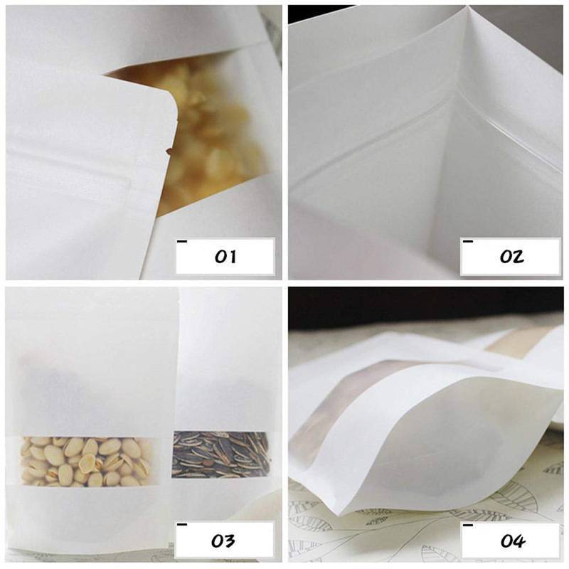 クラフト紙袋自封袋茶葉白色フロスト開窓食品自立袋乾燥茶葉密封袋|undefined