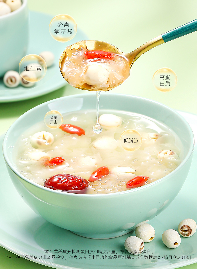 Peeled White Lotus Seeds Xiangtan Lotus Zi 208g Jar Hunan Specialty for Soup and Congee specifications