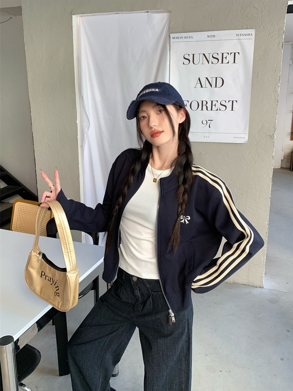刺绣拉链短款外套2025秋季新款韩系显瘦时尚百搭长袖开衫女装chic|undefined