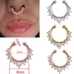 Hot-selling Alloy Zircon Fake Nose Ring, 10mm Nose Studs, Piercing-Free Nose Jewelry, Nose Clip Accessories&mdash;Factory Wholesale