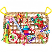 鹦鹉啃咬玩具 门挡彩色编织管丝瓜草丝纸丝啃咬玩具 笼内造景跨境