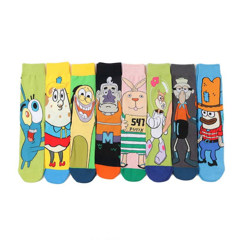 Wholesale tide socks cotton manufacturers cute cartoon socks cartoon men flower socks tube socks women European and American long tube comic socks