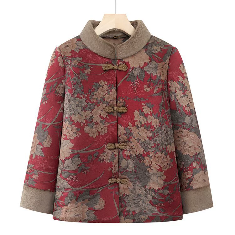 Бабушка зимняя одежда плюс бархат утолщенные хлопчатобумажные пальто для пожилых людей