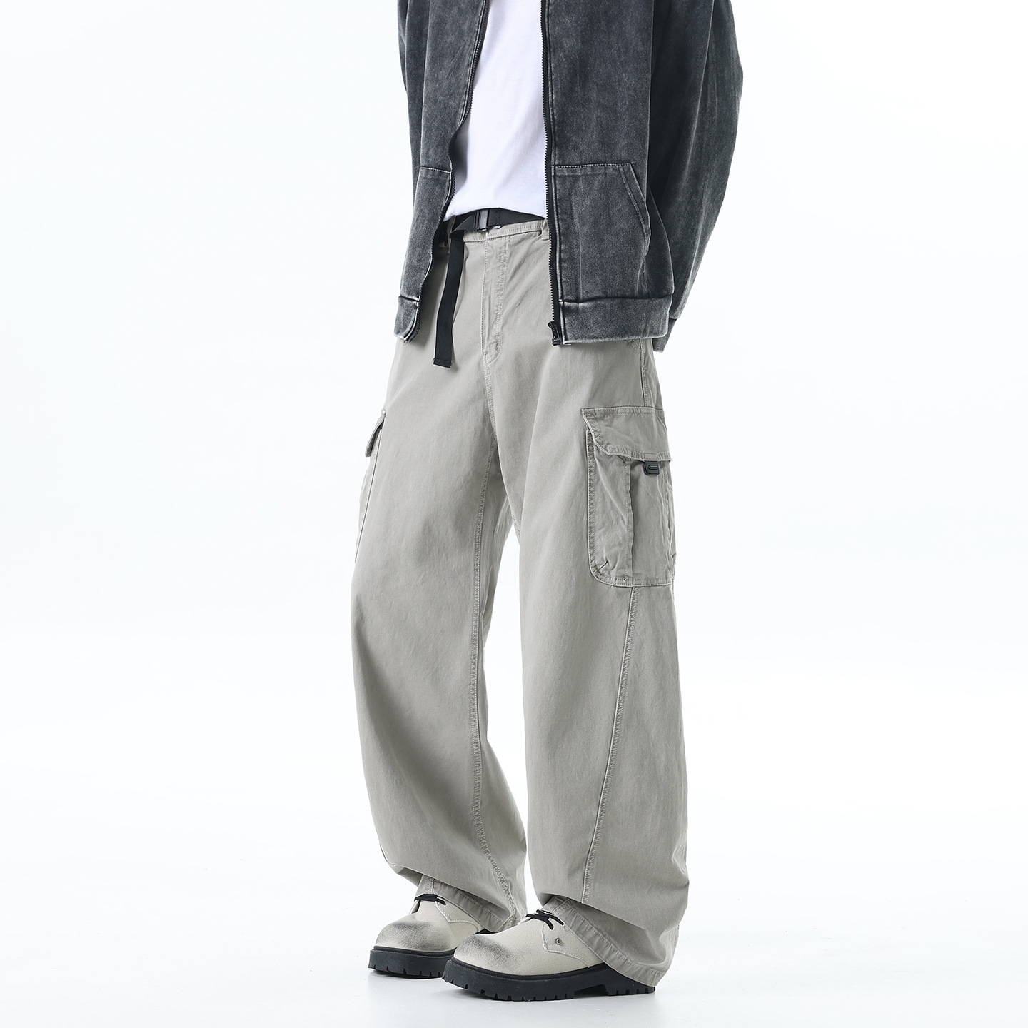 Men's American-Style Scimitar Cargo Pants Autumn Trendy Brand Ins Cool High Street Loose Sports Straight Wide-Leg Casual Pants