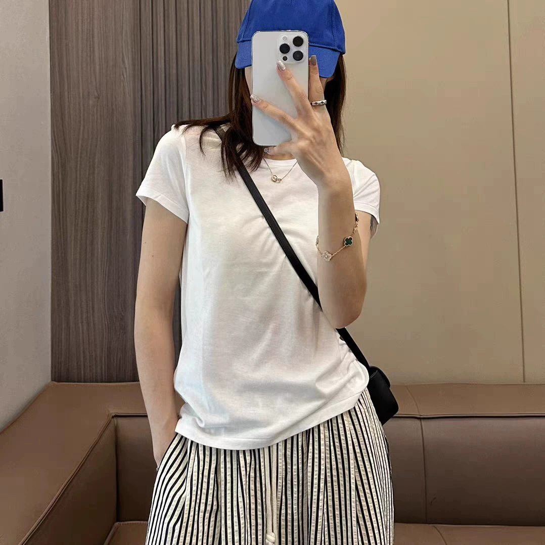 Футболка женская с вышитым логотипом RL Ralph pony, с круглым вырезом, короткий рукав, базовый универсальный топ, простой стиль в японском и корейском стиле.