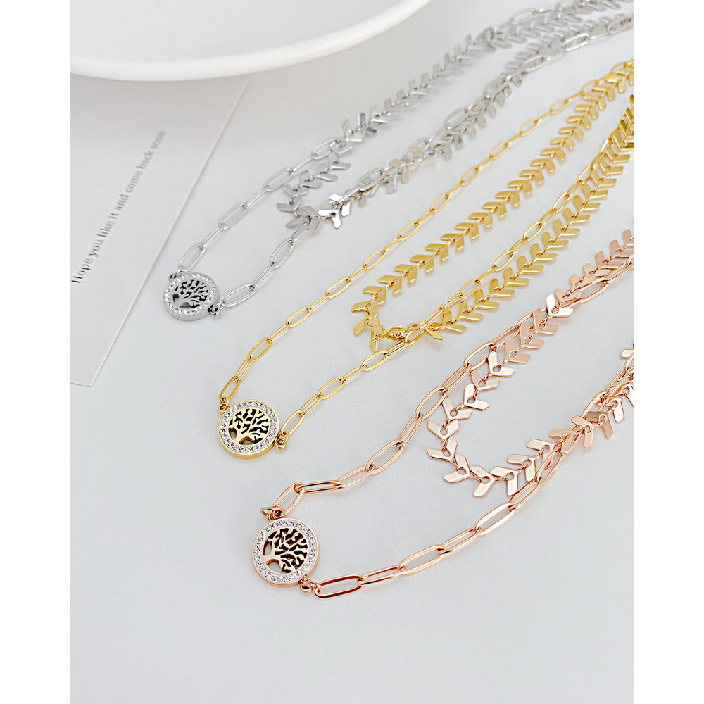 Women'S Gender Plating Design Niche Design Multi-layer Temperament Retro Tree Of Life New Necklace Female