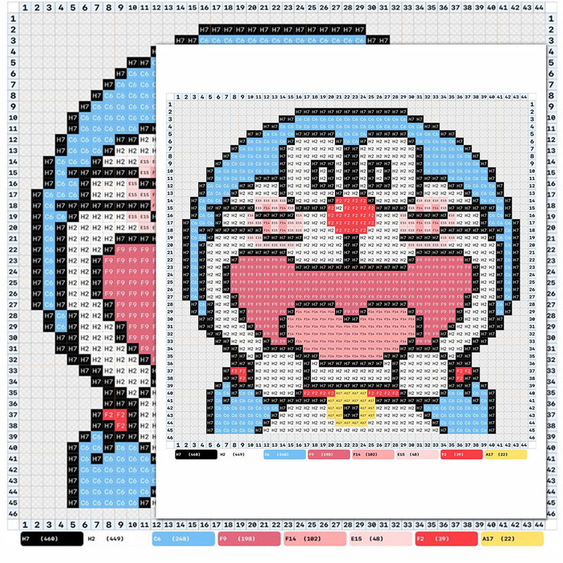 Cute Bead Art Stickers】96 Pieces of Two-Dimensional Healing Pixel Cartoon Blue Fat Man Fruit Bead Art Illustration Stickers