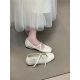 Patent Leather Inner Cross-Buckle Mary Jane Women's Shoes Shallow-top Square-toe Shoes Ballet Leather Shoes