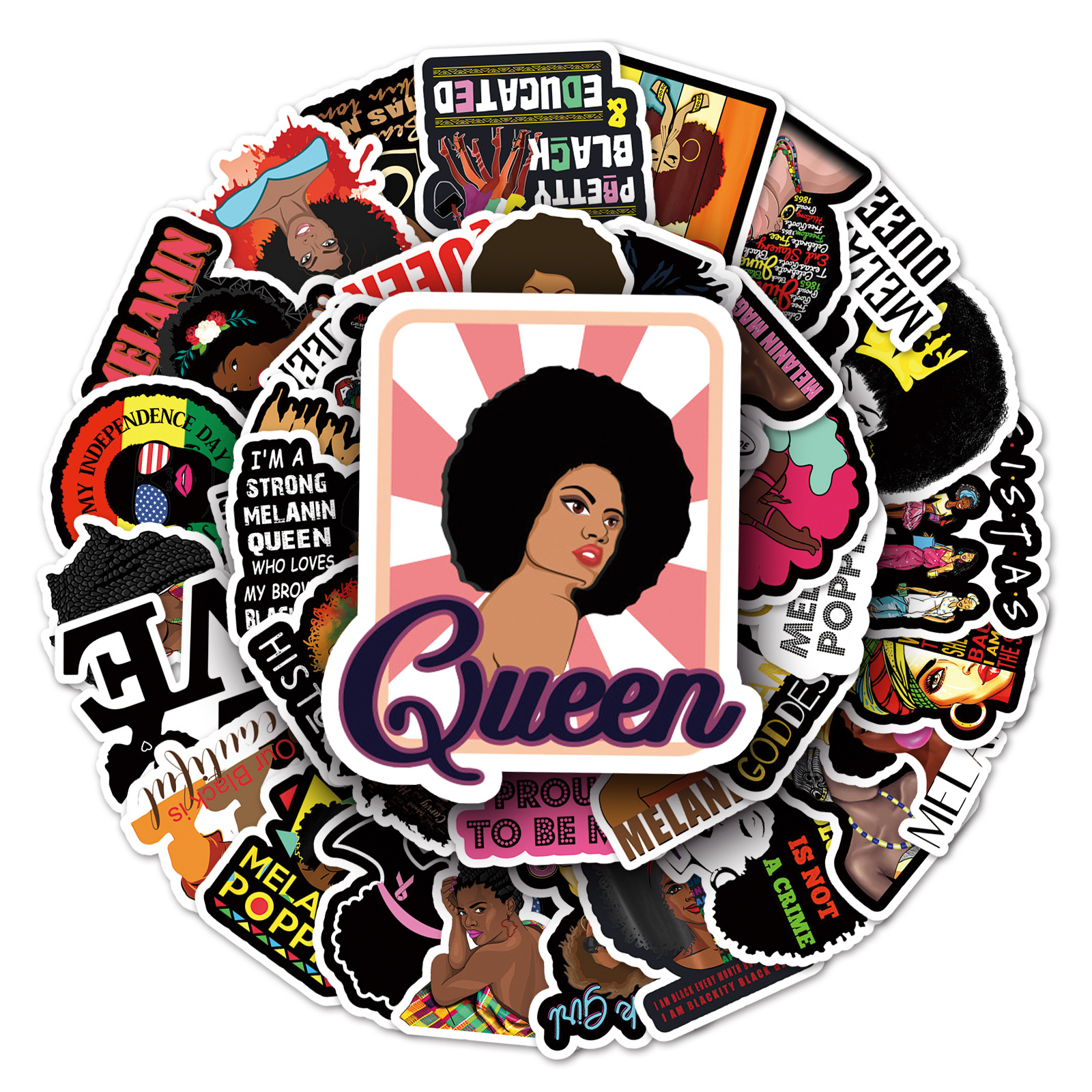 50 hojas de inspiración negro chica pegatinas equipaje motocicleta bicicleta decoración del coche de dibujos animados pegatinas de graffiti