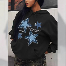 暗黑风嘻哈哥特原宿Y2K五角星印花连帽衫原宿外套卫衣