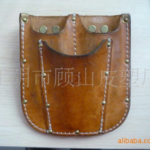 牛皮工具套三孔手工縫製黃牛皮复古工具套（质感好）