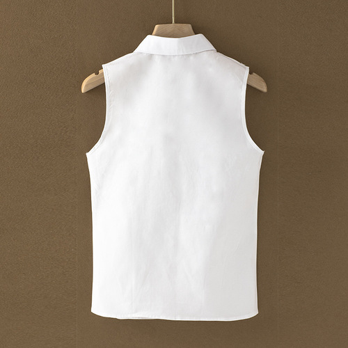 2025 chiffon shirt sleeveless shirt spring and summer Korean women's all-matching basic professional shirt vest new fake collar