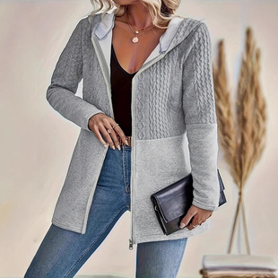 2024 Europe and the United States wish Amazon autumn and winter fashion cross-border new stitching plus size casual loose coat women's clothing