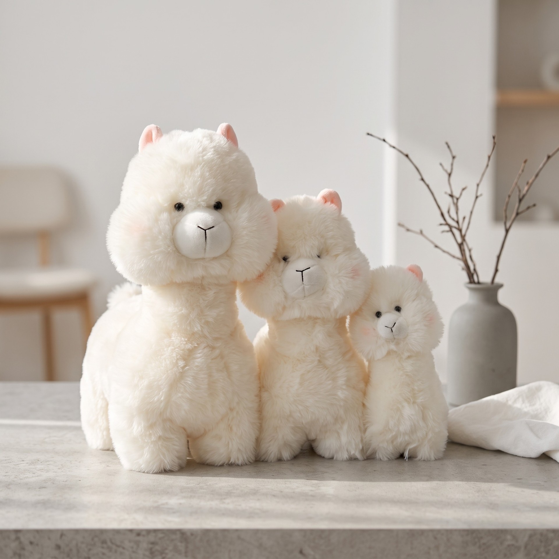 Cute white alpaca plush toy pillow, children's gift, healing toy for girls