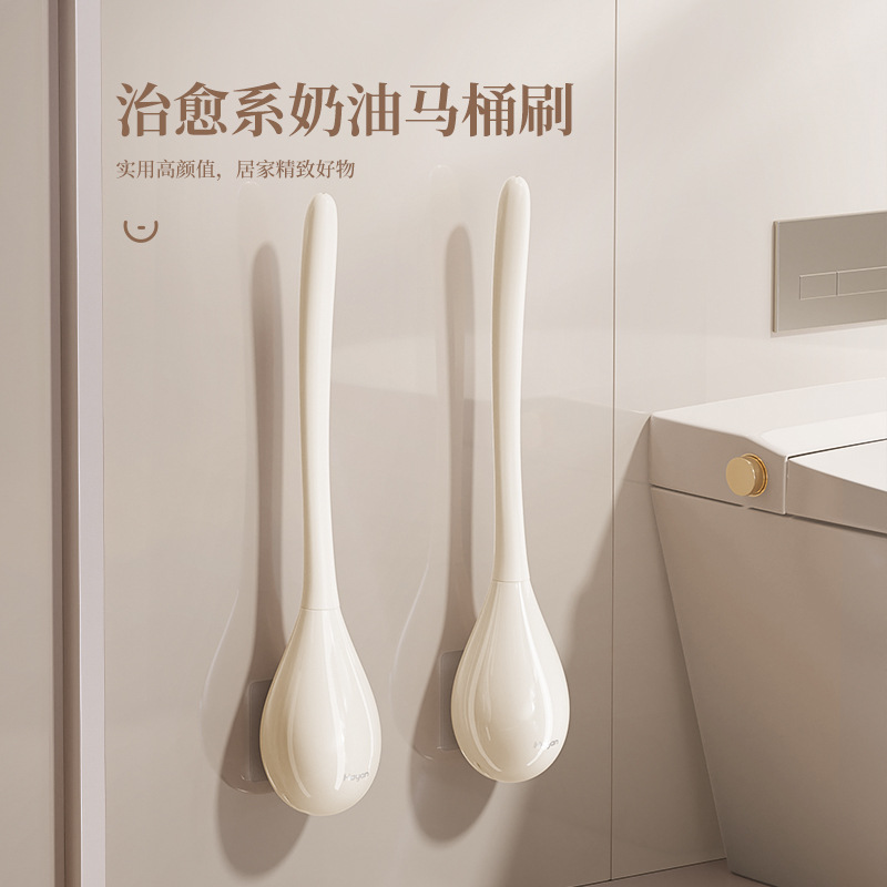 2024 nuevo cepillo de inodoro hogar sin ángulo muerto montado en la pared inodoro lavado artefacto crema estilo inodoro cepillo