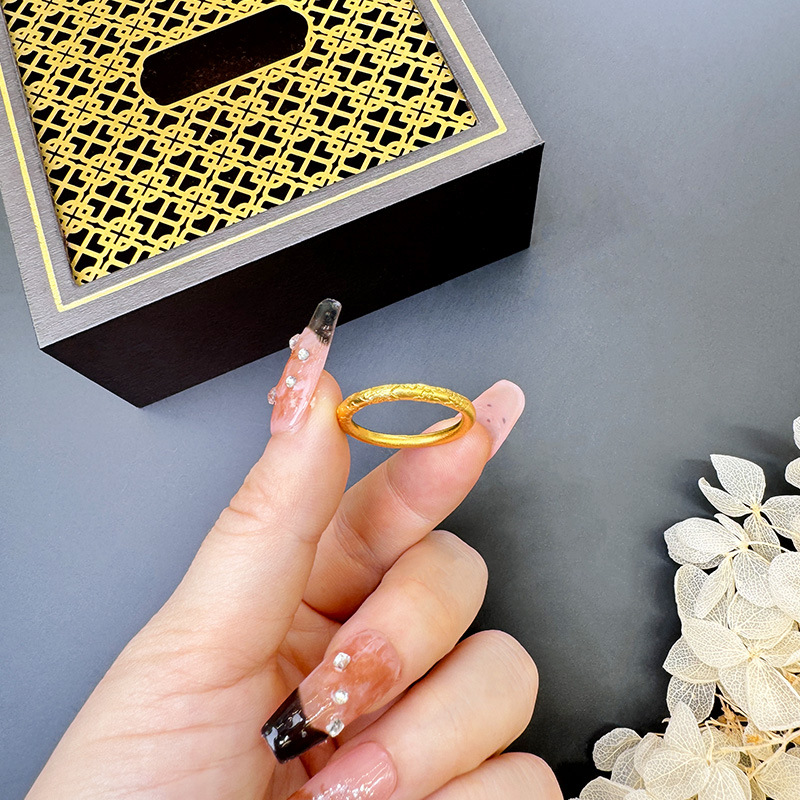 Vietnam Sha Jin Su círculo tallado flor femenina simple anillo de moda elegante popular estilo chino versátil Yiwu accesorios suministro