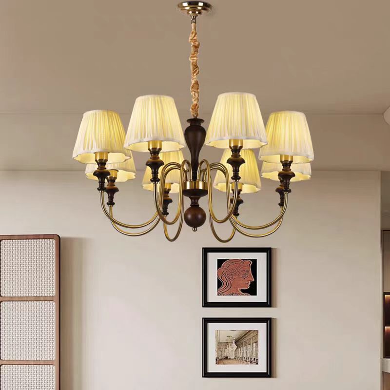 American Retro Nanyang Style Living Room Chandelier Solid Wood Ash Fabric Lampshade Middle Ancient Lamp French Style Master Bedroom Lamp American Retro Nanyang Style Living Room Chandelier Solid Wood Ash Fabric Lampshade Middle Ancient Lamp French Style Master Bedroom Lamp