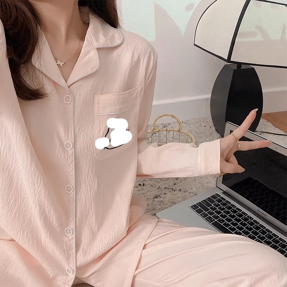 Yunduo 면 더블 롱 핑크 자수 고양이