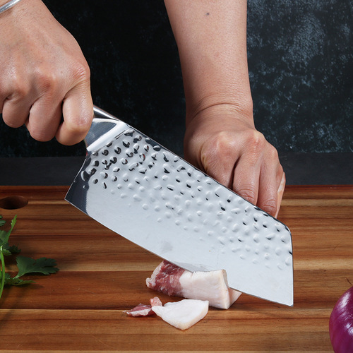 Mirror forged slicing knife, sharp household kitchen knife, colorful wooden handle chef's knife, stainless steel double steel head kitchen knife