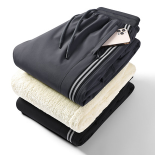 Lamb Fleece Casual Pants Windproof Waterproof Sports Pants fleece-lined Thickened Cotton Pants plus size Straight Men's Pants Winter Warm