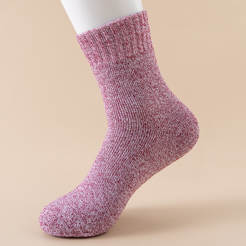 Calcetines de anillo para hombres de otoño y invierno más terciopelo grueso calcetines de piso de color sólido paralelo calcetines de toalla al por mayor transfronterizos