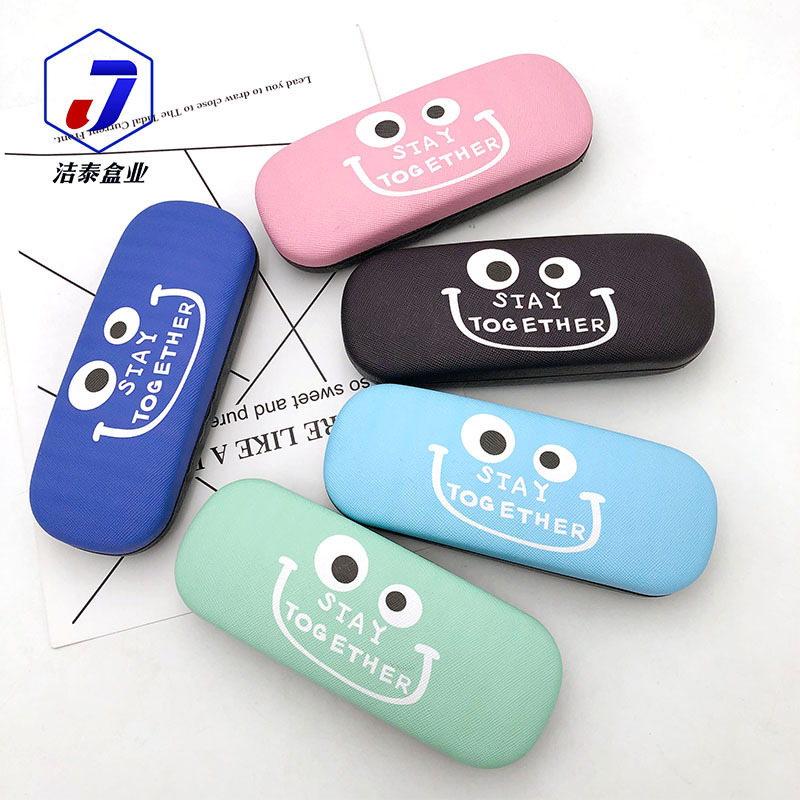 Customizable glasses box wholesale portable anti-pressure children Students small fresh cartoon inkjet glasses box iron box