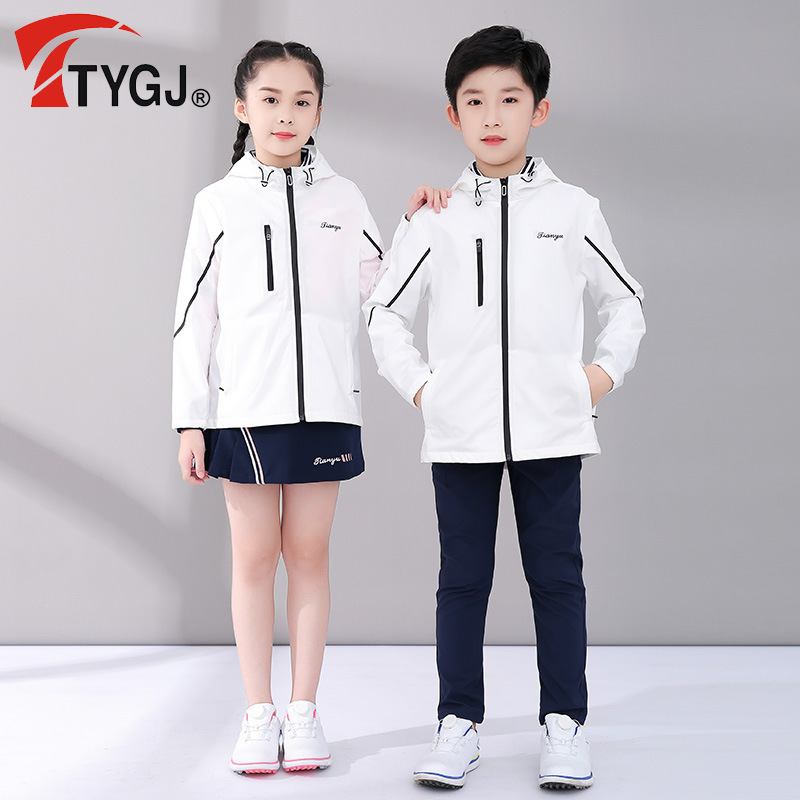 Autumn and winter golf long-sleeved children's men's and women's coat zipper windbreaker high collar warm windproof waterproof sports uniform