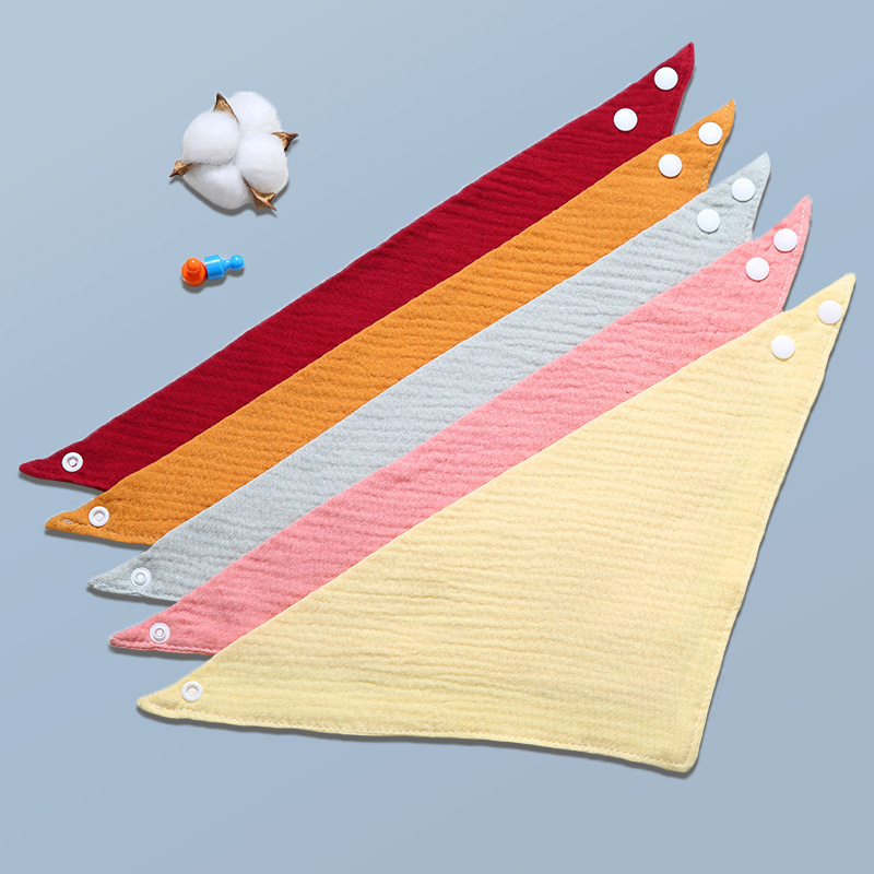 Plain Baby Saliva Towel Triangle Towel Absorbent Newborn Baby Double-Layer Gauze Bib Bib Absorbent and Quick-Drying