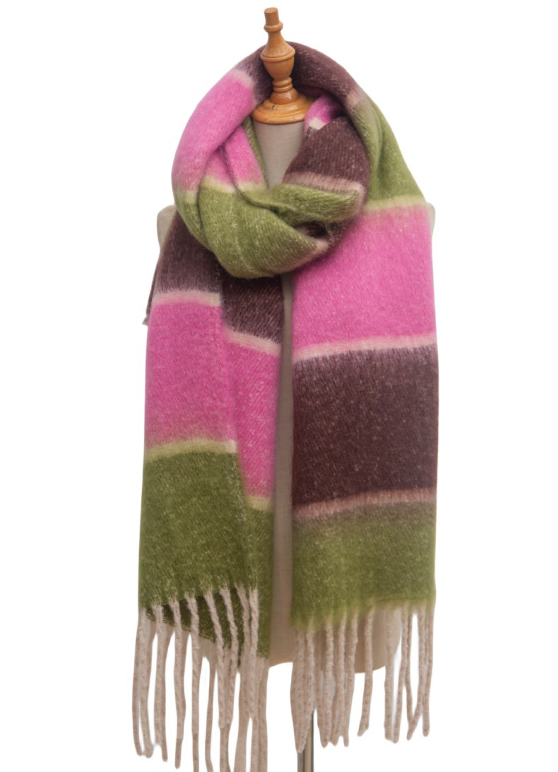 770g Weight Scarf Classification Daily Occasion Polyester Material Stripe Pattern Autumn&Winter Season Women's Gender Tassel Design Casual, Simple Style Style Women's Casual Simple Style Stripe Polyester Tassel Scarf 23