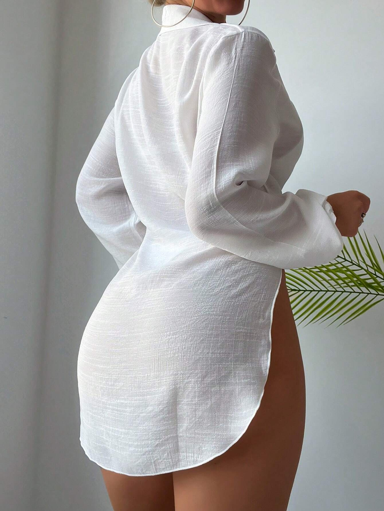 Women's Clothing Elegant Longline Beach Cover-Up – UPF Sun Protection & Flowy Resort Kimono For Women"​​_ecoleips.com
