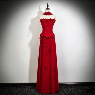 红色抹胸敬酒服新娘小个子订婚礼服女新中式2026新款绝美轻奢晨袍