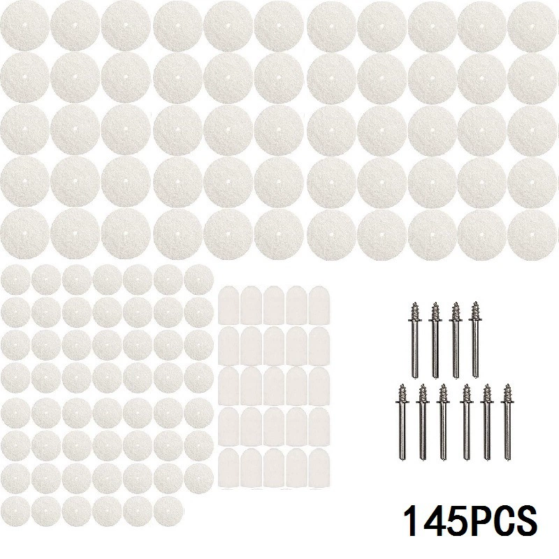 145PC Аксессуары Шерсть Полировочное колесо Полировка Инструмент Шерсть Войлок Полировка металлической поверхности Полировочное колесо Вращающийся инструмент