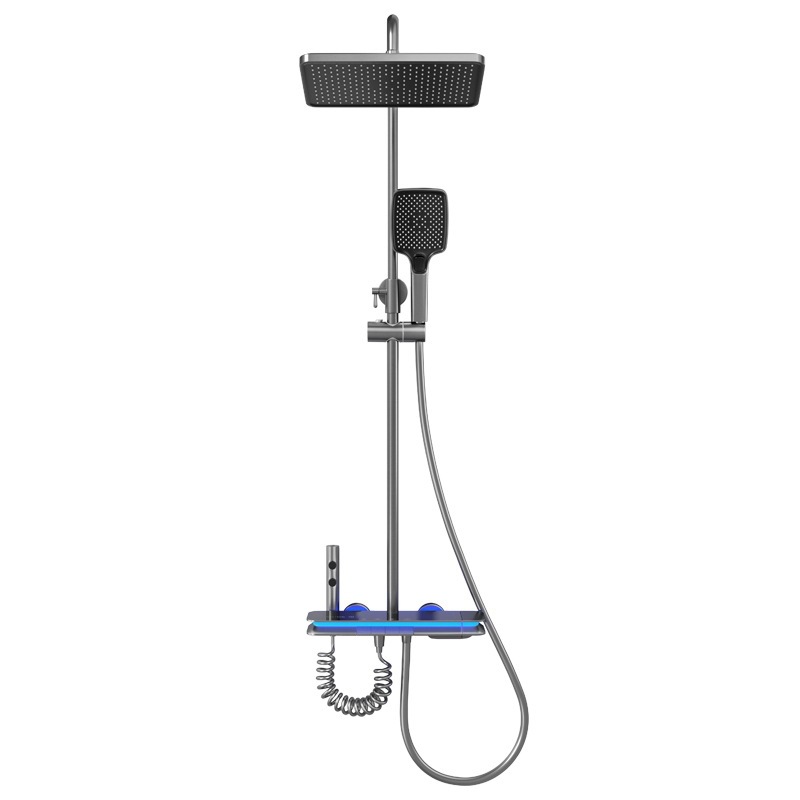 Armas de luz de atmósfera gris pantalla digital ducha de temperatura constante conjunto de ducha de baño de cobre doméstico fábrica directa