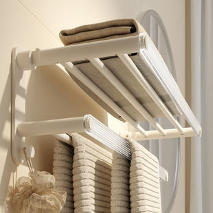 Space Aluminum Bathroom Wall-Mounted Towel Rack, No-Drill Toilet Storage Rack, Durable and Sturdy Hand Towel Holder