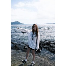 韩系早春薄款字母长袖T恤宽松休闲百搭慵懒夏季防晒罩衫上衣女装