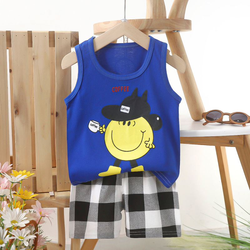 子供ベストセット純綿女の子夏服韓国風子供服新 2025 夏男の子ツーピースセット卸売|undefined