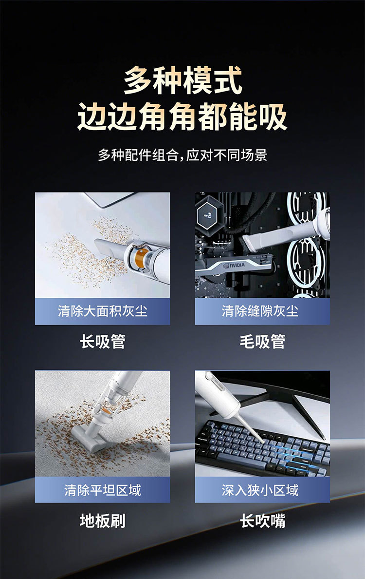 Car Vacuum Cleaner, Handheld Brushless High-Power Dust Removal and Inflating All-In-One, High Suction Dual-Purpose Mini Car Dust Blower