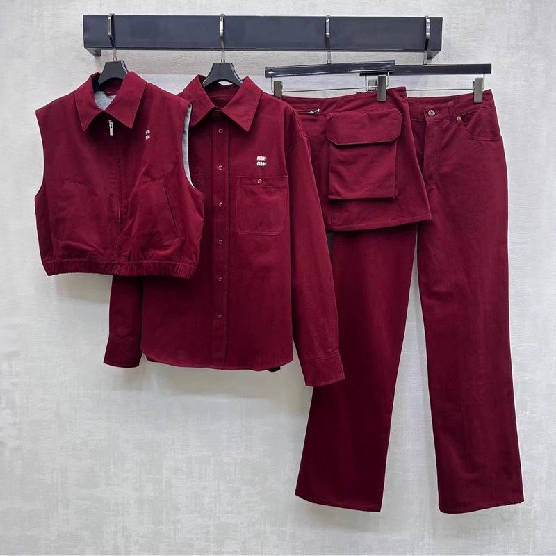 Shenzhen Nanyou High-End Women's Clothing 2026 Embroidered Lapel Vest Top + Skirt + Shirt + Jeans Set