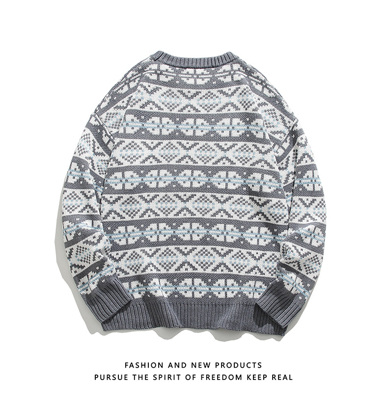 Men's Clothing retro heavyweight round neck knitted sweater men's loose lazy trend brand Japanese autumn pullover sweater_voghion.com