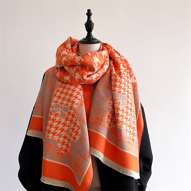 Waling Blanet~Designer coreano Little Bear Thousand Bird Pattern Sciarpa da donna invernale Scialle I mitation Cashmere Caldo_voghion.com