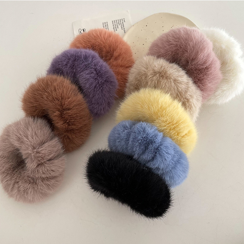 Plush Hair Ring Imitation Rabbit Fur Hair Rope Cute Sweet Head Rope Simple All-Match High Elastic Rubber Band 2022 Autumn and Winter Hair Accessories