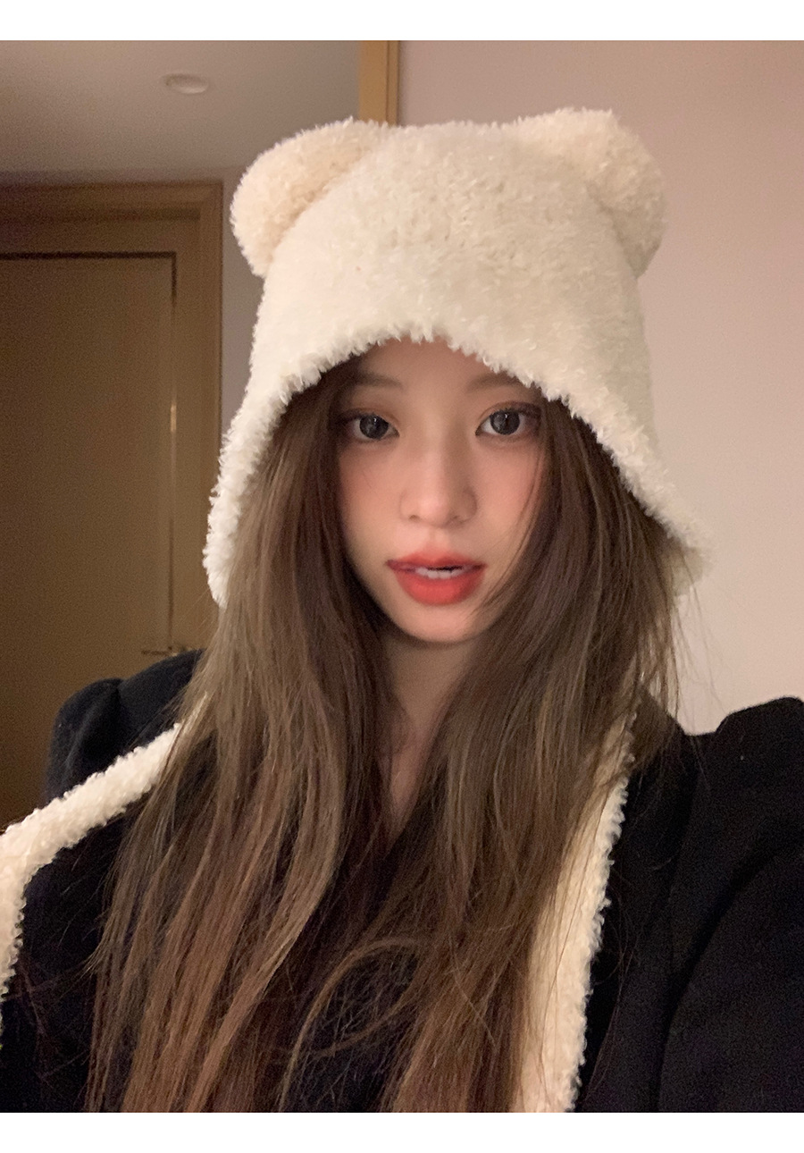 Cute Bear Beanie For Women, Versatile Autumn Winter Hat_voghion.com