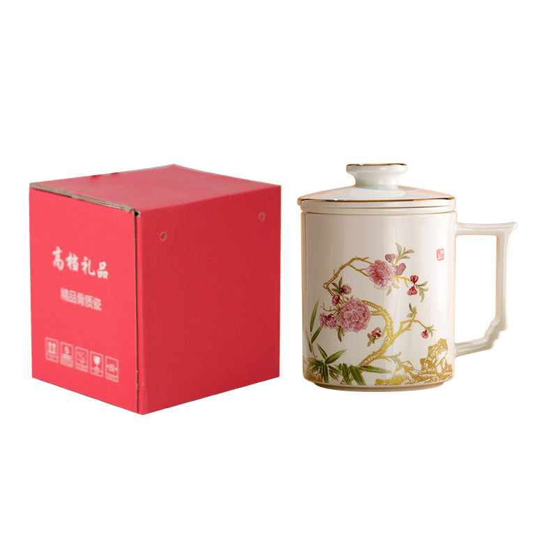 Taza de porcelana de hueso taza de separación de té taza de cerámica taza de porcelana con filtración taza de regalo taza de regalo logotipo personalizado