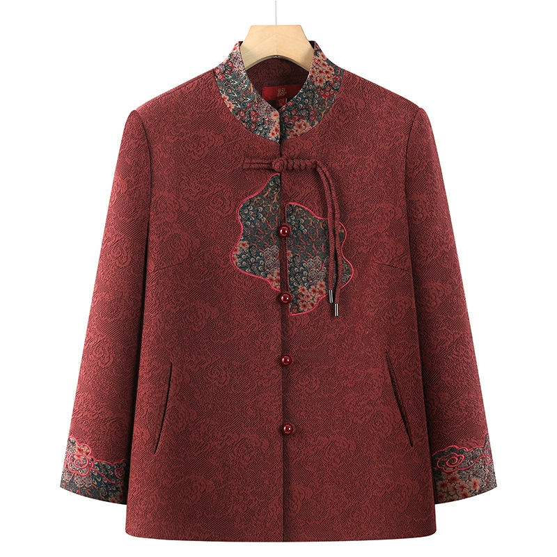 Весеннее пальто бабушки 2025 новый старый женский весенний осенний иностранный топ старуха одежда мама костюм Тан