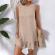 2025 Spring and Summer Cross-border European and American Women's New Fashion Sleeveless Vest Lace Crewneck Skirt dress Women