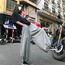 夏季裤子女宽松百搭潮流INS原宿风学生韩版束脚休闲哈伦运动裤潮
