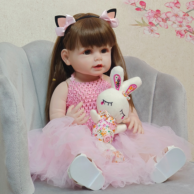 Vinilo completo 55cm simulación bebé muñeca transfronteriza nueva muñeca renacida muñeca de juguete entrega al por mayor